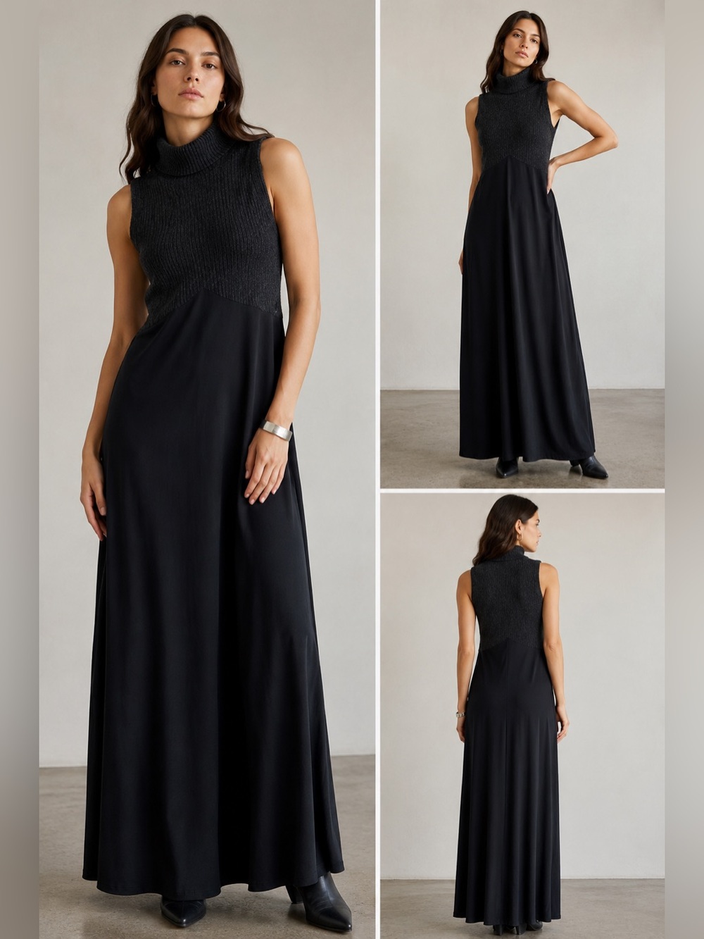 vintage michael stephen paris black dress formal  Heavy Stretch Knit sleeveless